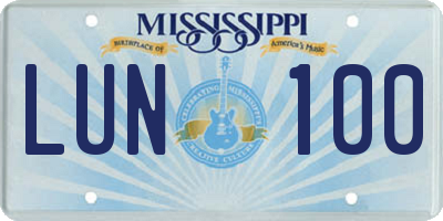 MS license plate LUN100