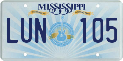 MS license plate LUN105
