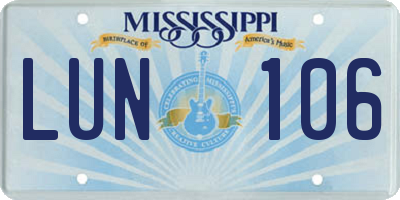 MS license plate LUN106