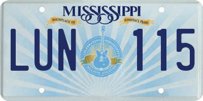 MS license plate LUN115