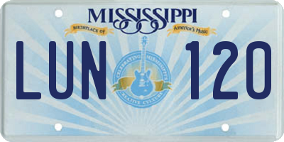 MS license plate LUN120