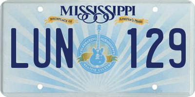 MS license plate LUN129