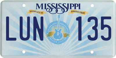 MS license plate LUN135
