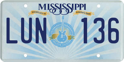 MS license plate LUN136