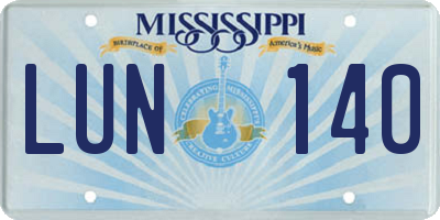 MS license plate LUN140