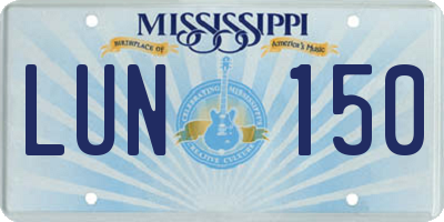 MS license plate LUN150