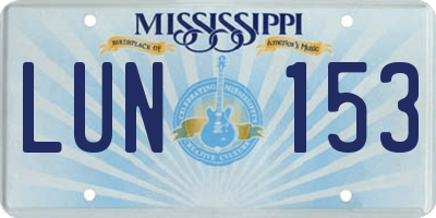 MS license plate LUN153