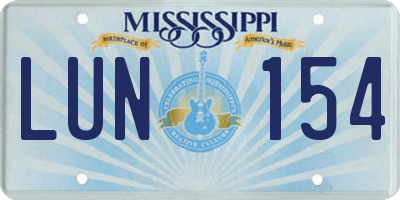 MS license plate LUN154