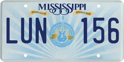 MS license plate LUN156