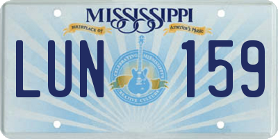 MS license plate LUN159