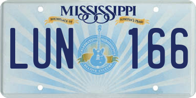 MS license plate LUN166
