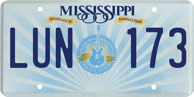 MS license plate LUN173