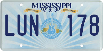 MS license plate LUN178