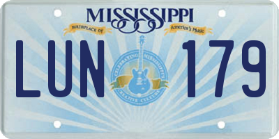 MS license plate LUN179