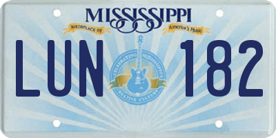 MS license plate LUN182
