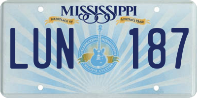 MS license plate LUN187