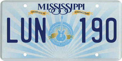 MS license plate LUN190