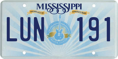 MS license plate LUN191