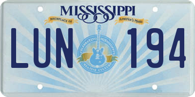 MS license plate LUN194