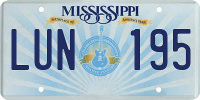 MS license plate LUN195