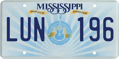 MS license plate LUN196