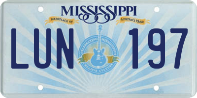 MS license plate LUN197