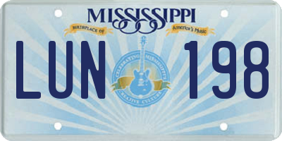 MS license plate LUN198