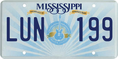 MS license plate LUN199