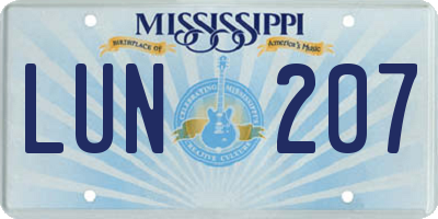 MS license plate LUN207