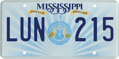 MS license plate LUN215