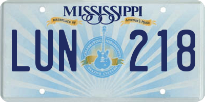 MS license plate LUN218