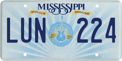 MS license plate LUN224