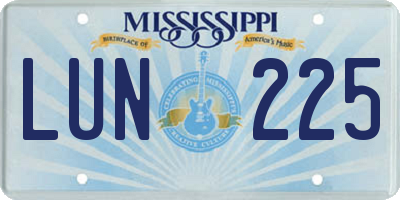 MS license plate LUN225