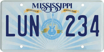 MS license plate LUN234