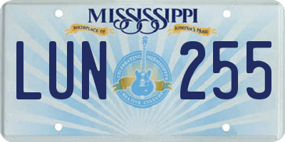 MS license plate LUN255