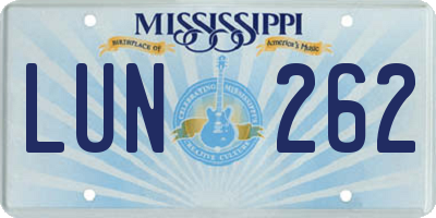 MS license plate LUN262