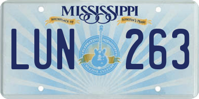 MS license plate LUN263