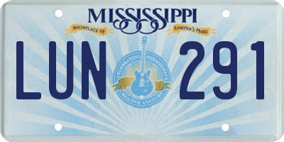 MS license plate LUN291
