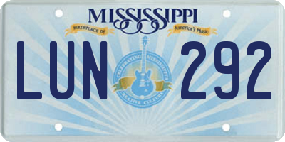MS license plate LUN292