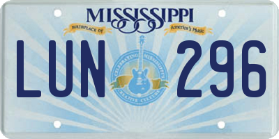 MS license plate LUN296