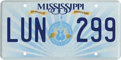 MS license plate LUN299