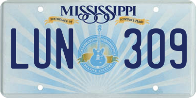 MS license plate LUN309