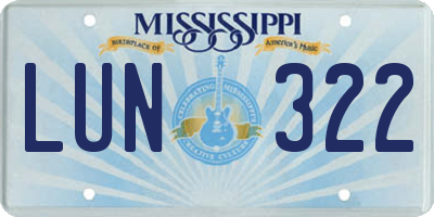 MS license plate LUN322