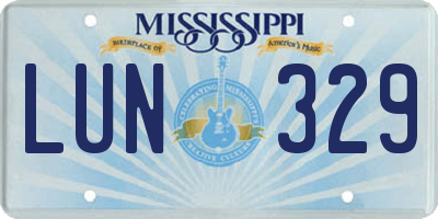 MS license plate LUN329