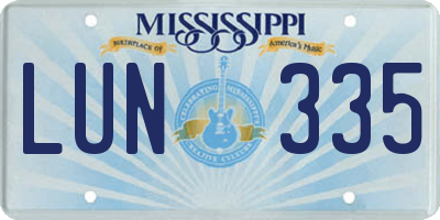 MS license plate LUN335