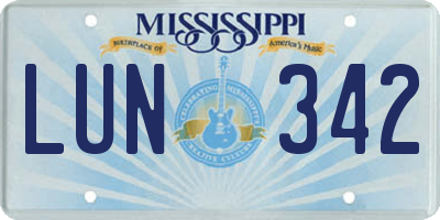 MS license plate LUN342