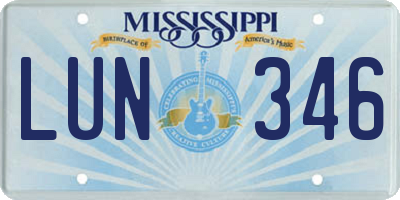 MS license plate LUN346