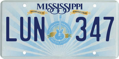 MS license plate LUN347