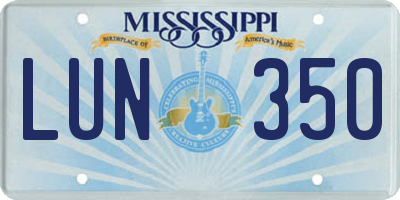 MS license plate LUN350