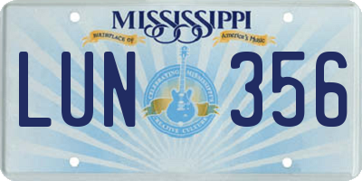 MS license plate LUN356